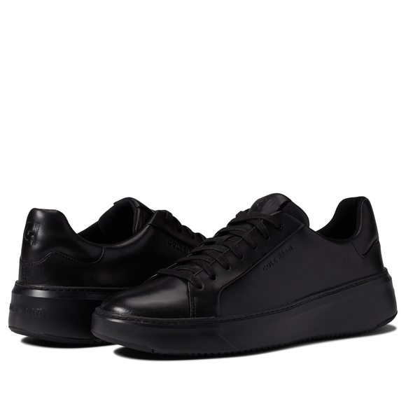 COLE HAAN MEN'S GRANDPRO TOPSPIN SNEAKER, BLACK LEATHER/BLACK